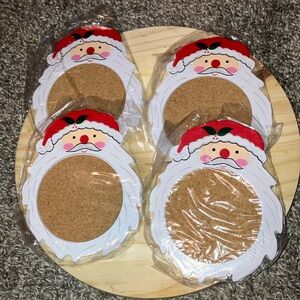 Santa Claus Cork Coasters Set Of 4 Vintage